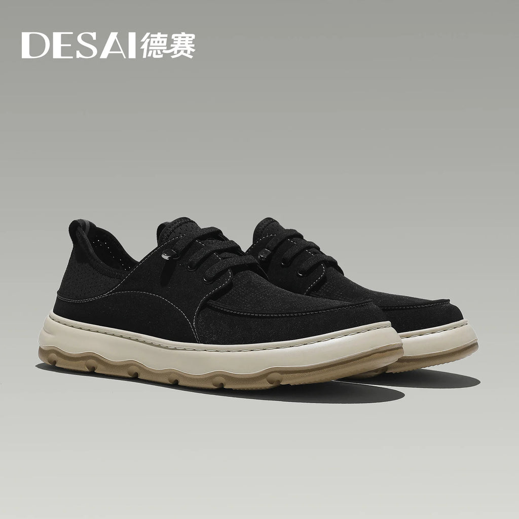 DESAI Retro casual comfortable soft sole men's shoes no lacing fashion lightweight casual shoes men's