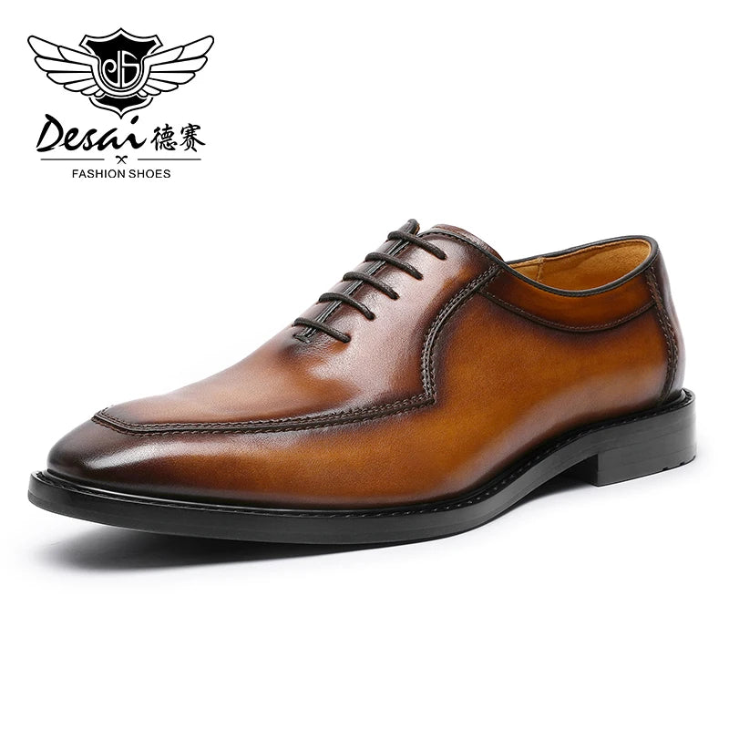 Desai Men Dress Shoes Oxfords Genuine Leather Italian Formal Shoes For Man Party Classic Black Height increasing Wedding Gifts