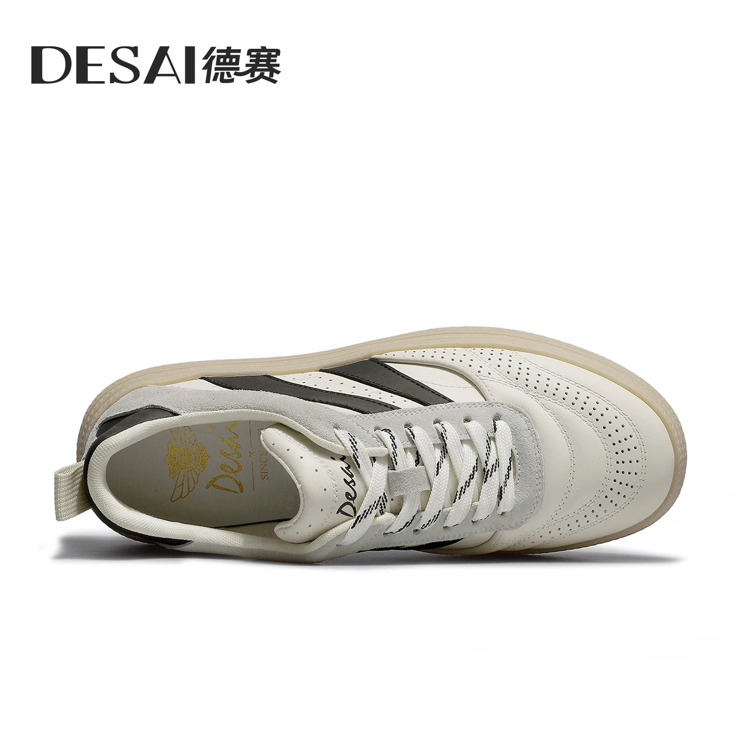 DESAI Men's perforated breathable plimsolls with soft sole, comfortable and lightweight sports leisure shoes