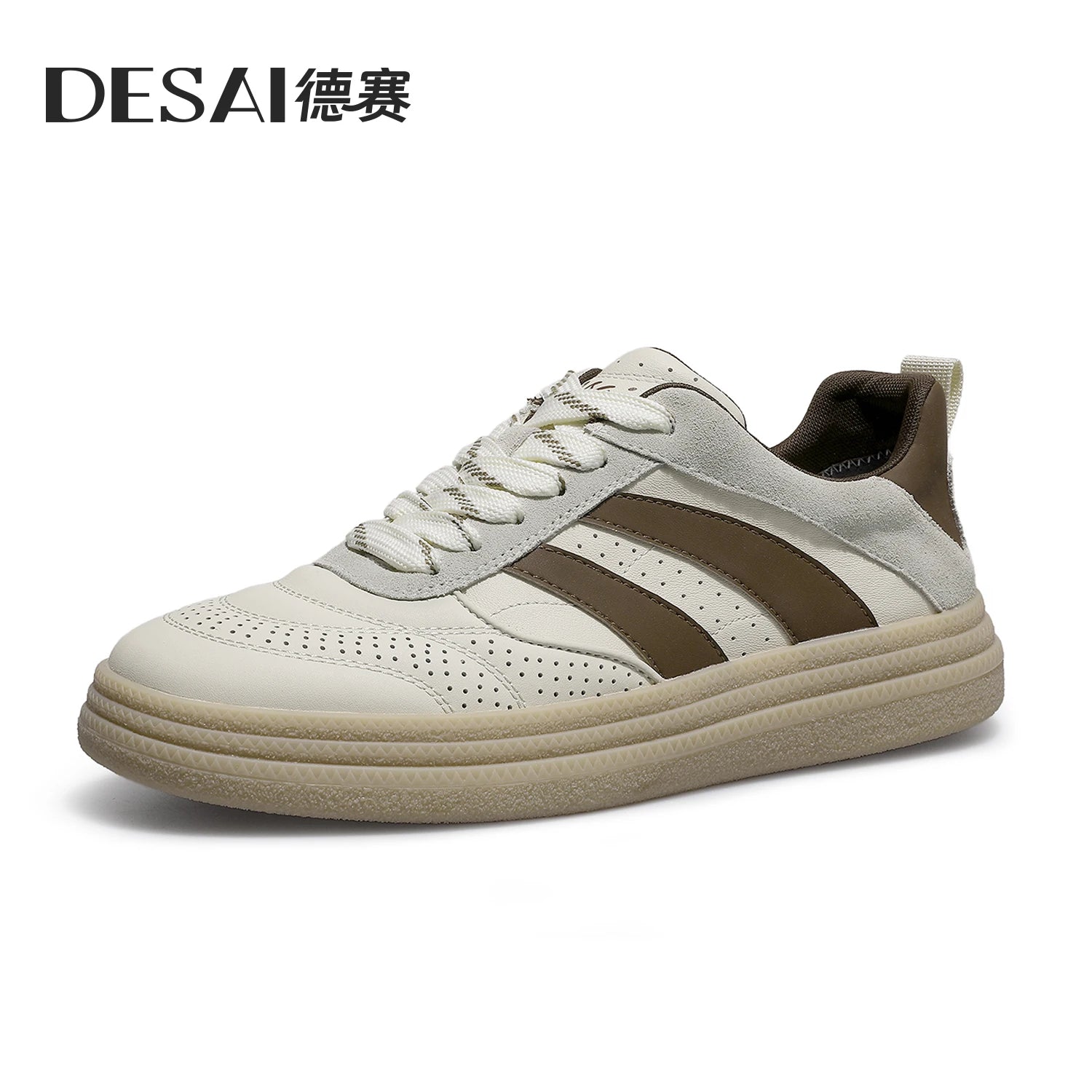 DESAI Men's perforated breathable plimsolls with soft sole, comfortable and lightweight sports leisure shoes
