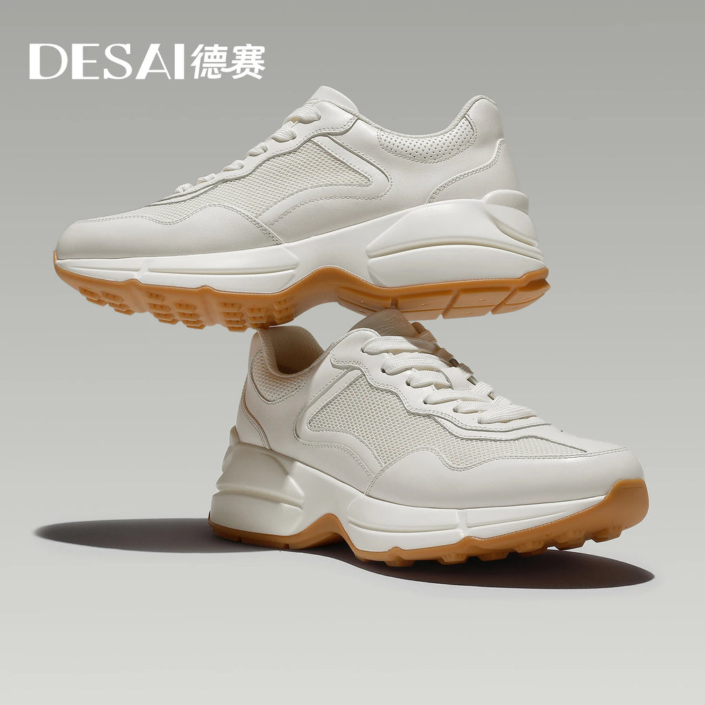 DESAI Lightweight breathable men's sports shoes with low-cut design for height enhancement versatile for running and casual wear