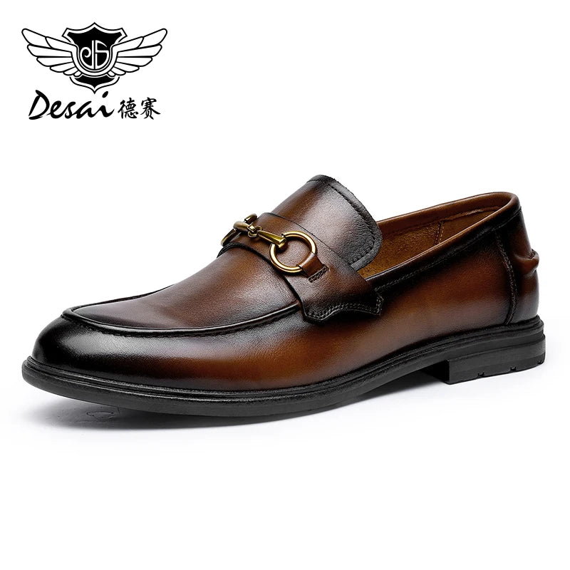 DESAI Loafers For Men Luxury Brand Genuine Leather Casual Driving Shoes Fashion Work Designer 2025 New Arrival Original
