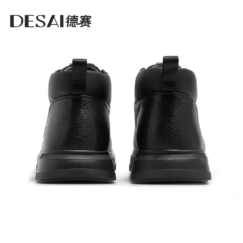 [Graphene quick heat slip-on] Desai winter warm lazy men's casual shoes leather platform shoes