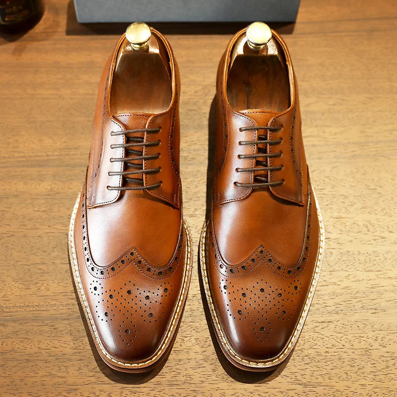 DESAI Business formal men's shoes British genuine leather leisure derby inner height increase wedding groom shoes