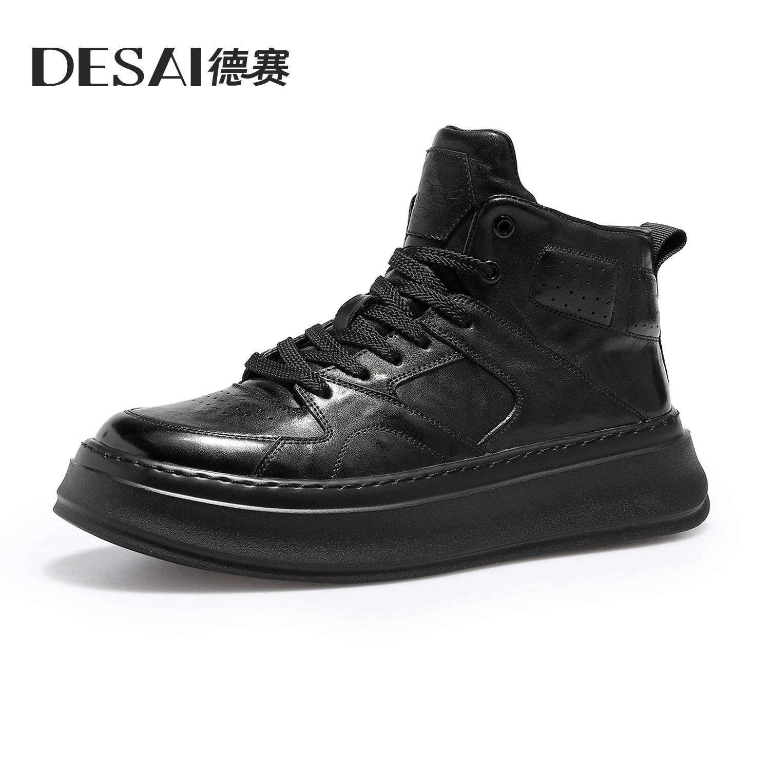 [Hand scratch grain color warm work shoes] Desai winter men's shoes comfortable non-slip high top shoes retro board shoes men