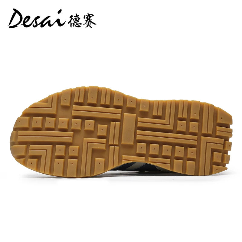 DESAI Men Casual Shoes Real Leather Designer Light Male Sneakers Laces Up Breathable New Arrival Hot Selling