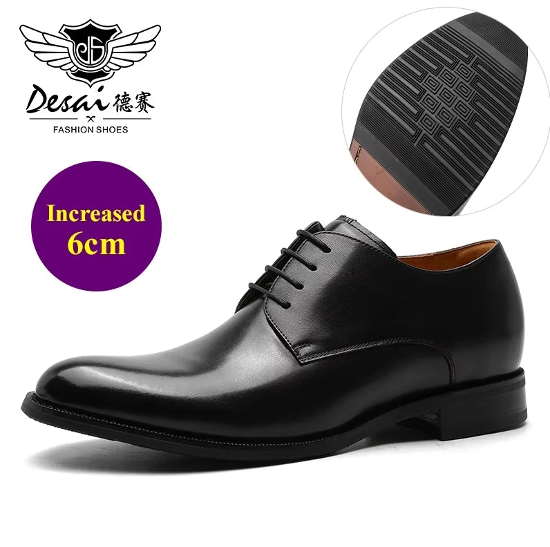 DESAI Derby Mens Dress Shoes Formal Business Lace-up Full Grain Leather Minimalist Shoes for Men Gifts
