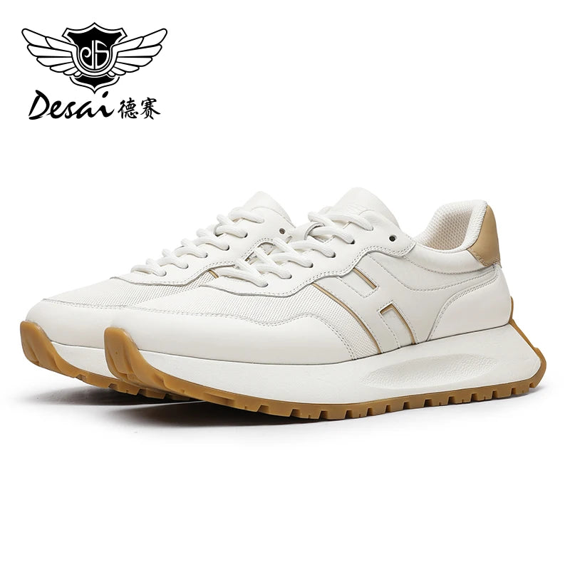 DESAI Men Casual Shoes Real Leather Designer Light Male Sneakers Laces Up Breathable New Arrival Hot Selling