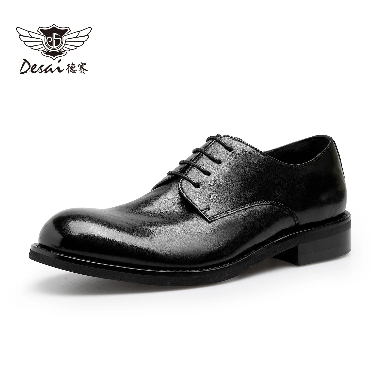 DESAI Business formal genuine leather shoes; wedding height increasing derby shoes; British style vintage men's shoes.