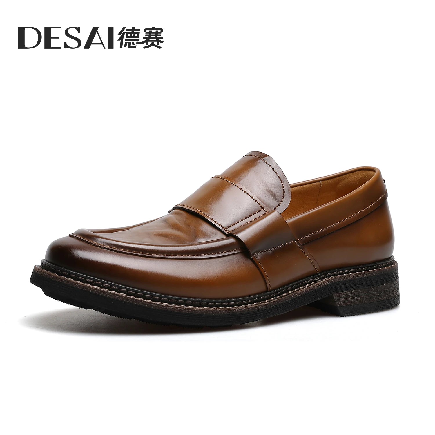 DESAI Business slip-on loafers for men; versatile casual shoes for commuting; breathable leisure British style.