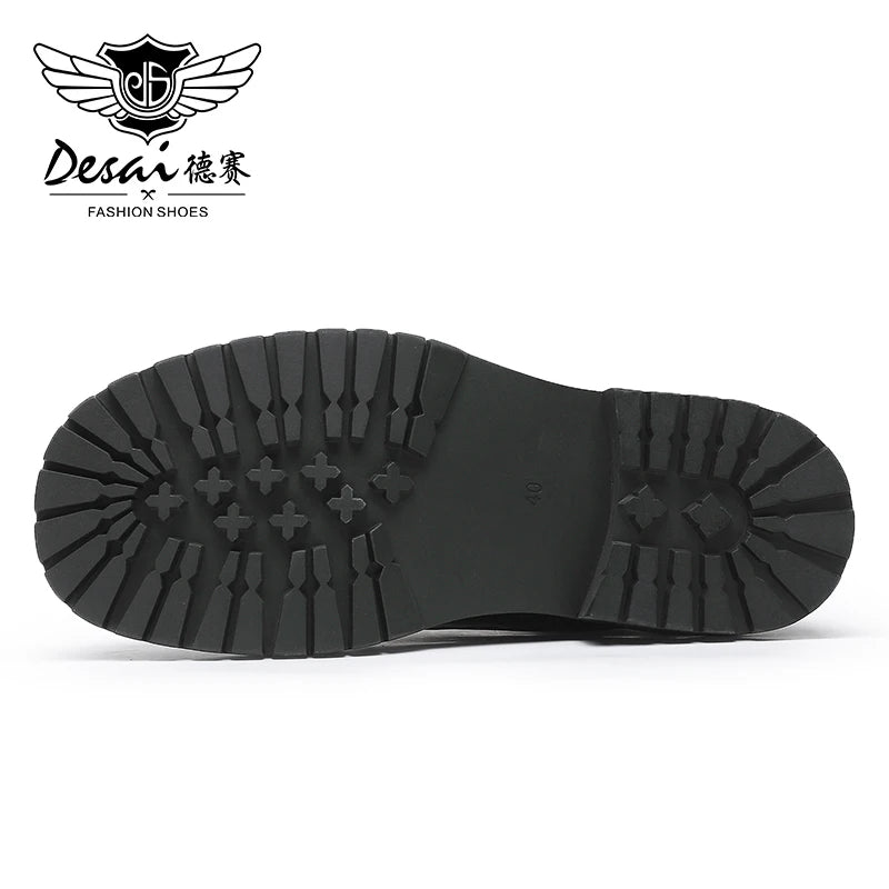 DESAI Full Grain Leather Men Shoes Genuine Leather Luxury Brand Derby Breathable 2023 New Arrival Fashion Designer Thick Bottom