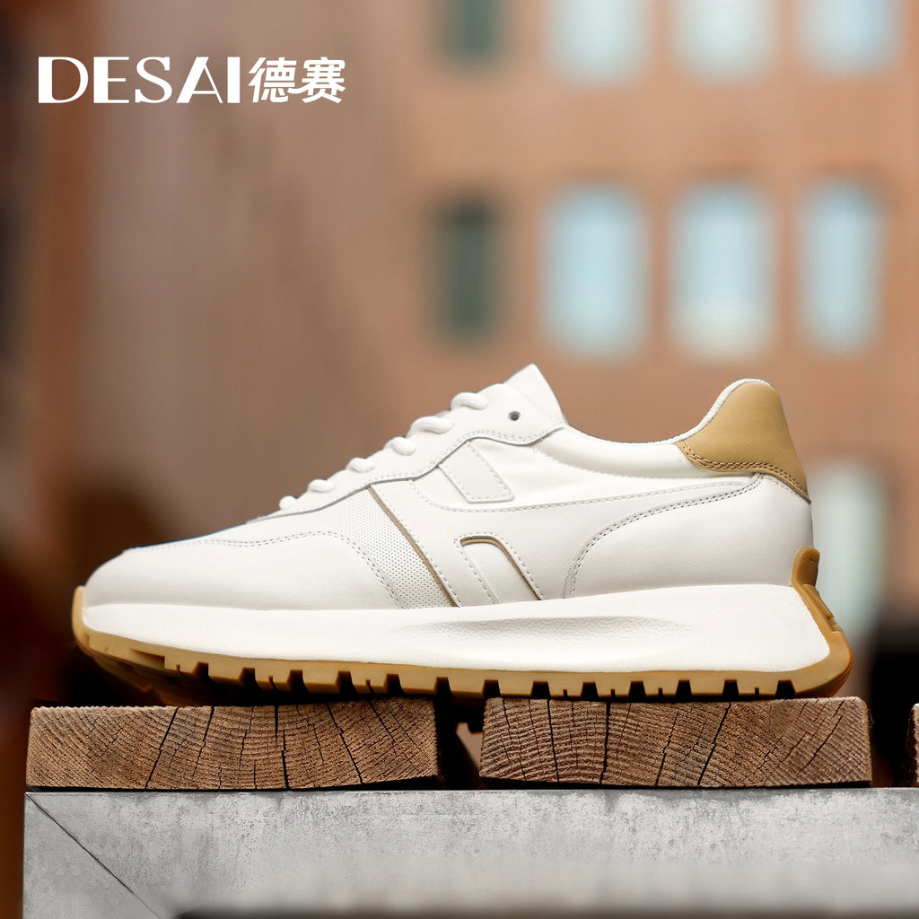DESAI Men Casual Shoes Real Leather Designer Light Male Sneakers Laces Up Breathable New Arrival Hot Selling