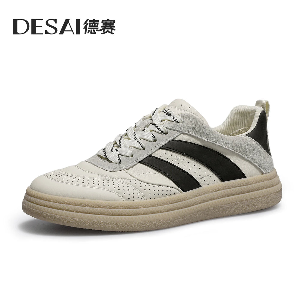 DESAI Men's perforated breathable plimsolls with soft sole, comfortable and lightweight sports leisure shoes