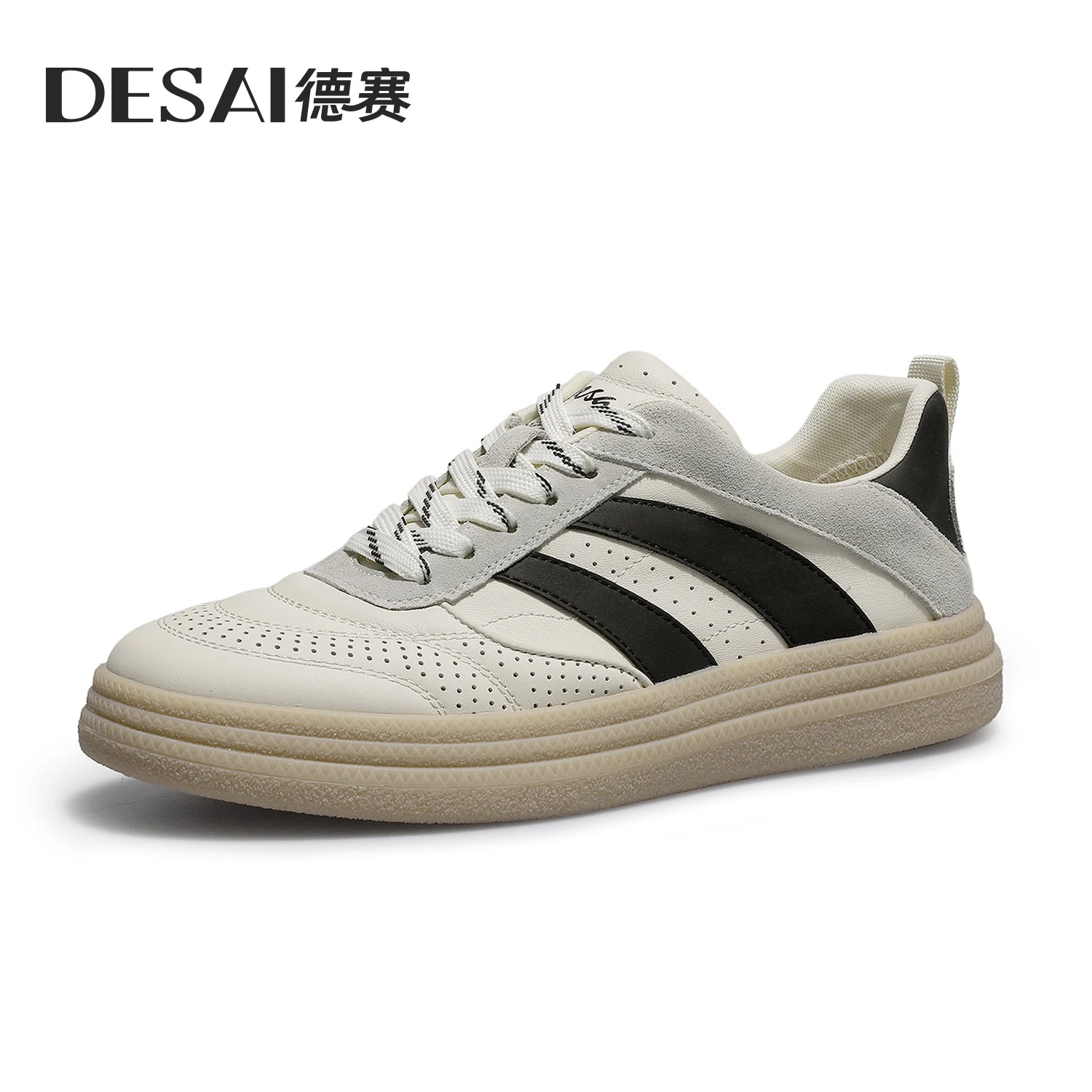DESAI Men's perforated breathable plimsolls with soft sole, comfortable and lightweight sports leisure shoes