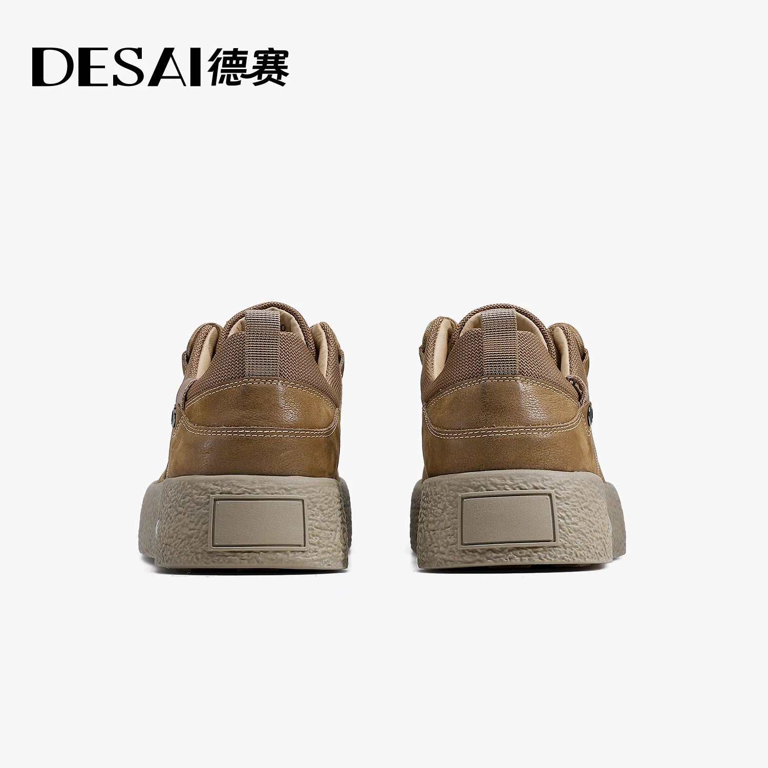 DESAI Retro workwear shoes low-top brown leather shoes thick-soled height-increasing casual men's shoes