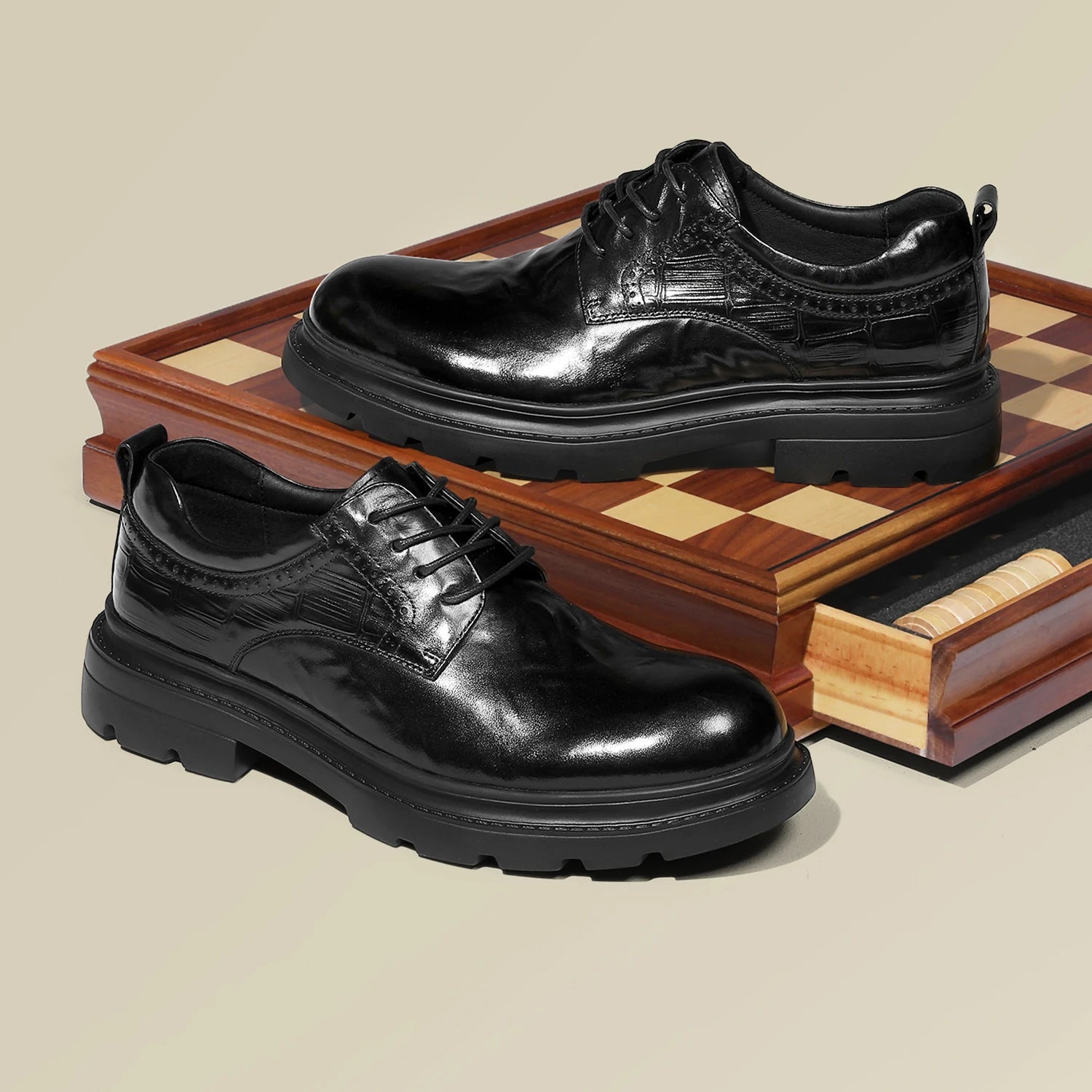 DESAI Leisure genuine leather round toe derby shoes for men British style vintage casual shoes