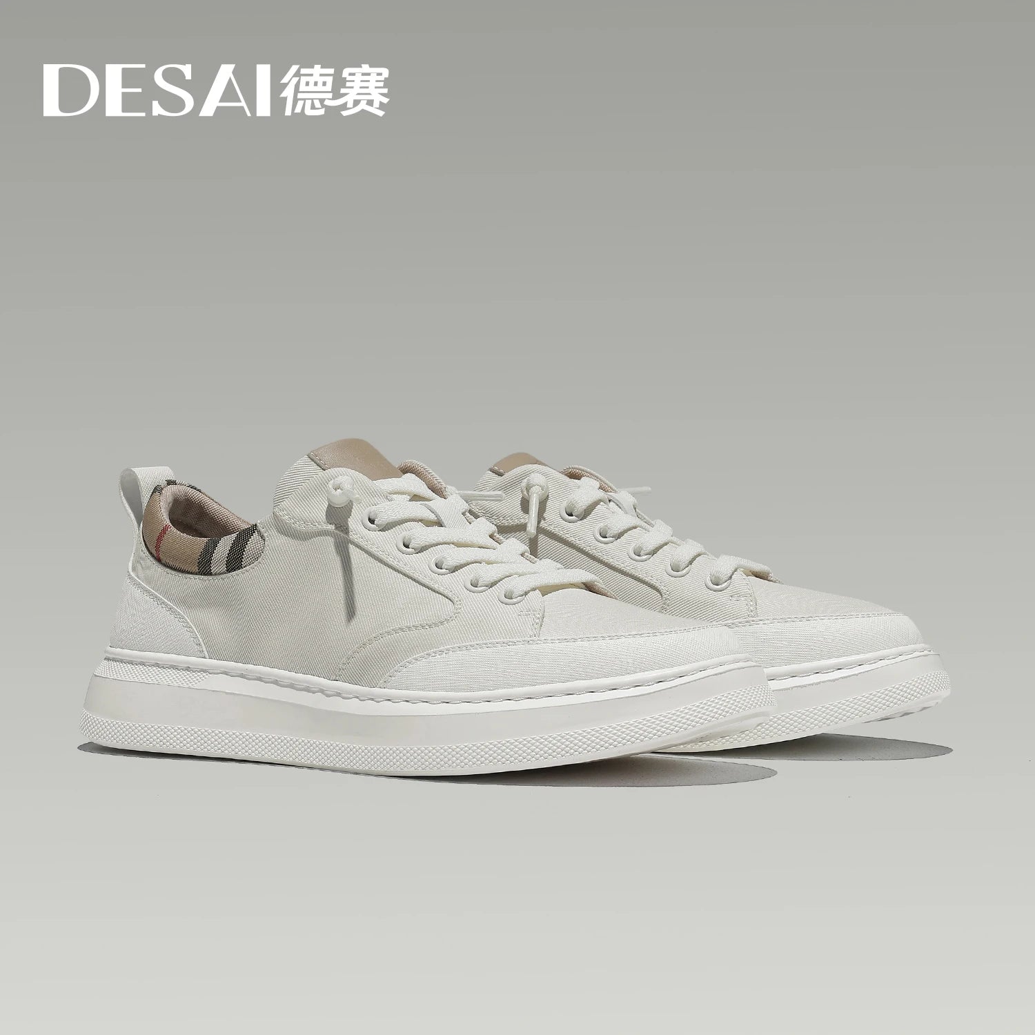 DESAI Lightweight soft sole casual plimsoll shoes for men, no laces, versatile, comfortable and breathable.