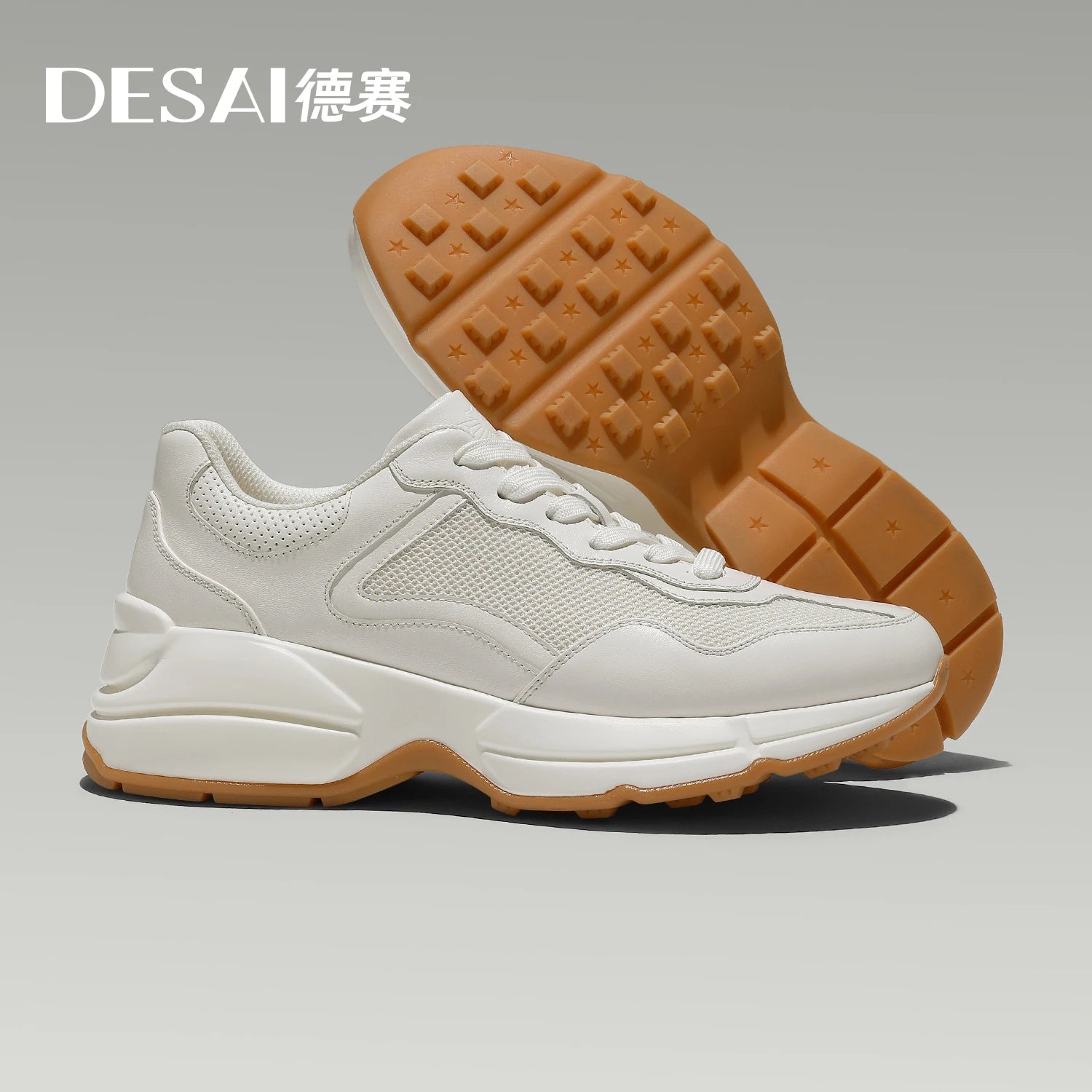 DESAI Lightweight breathable men's sports shoes with low-cut design for height enhancement versatile for running and casual wear