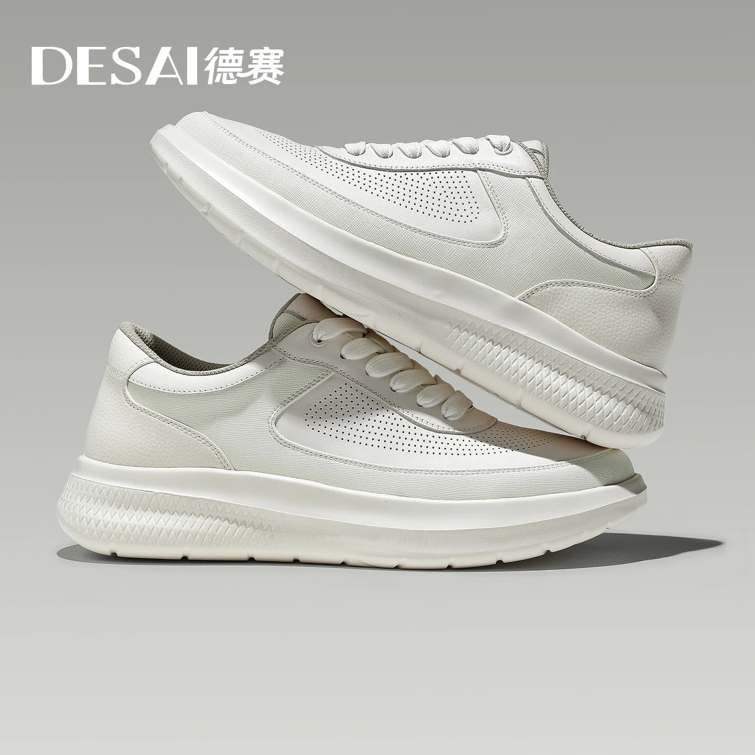 DESAI Leisure shoes with perforated ventilation, thick soles, height increasing, lightweight and versatile for men