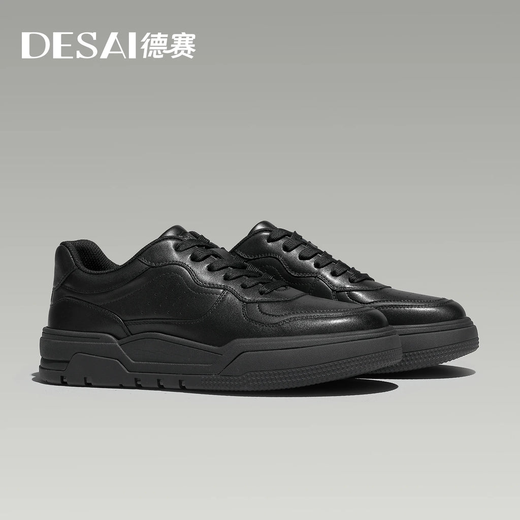 DESAI Leather skateboard shoes white shoes men's casual shoes height increasing shoes