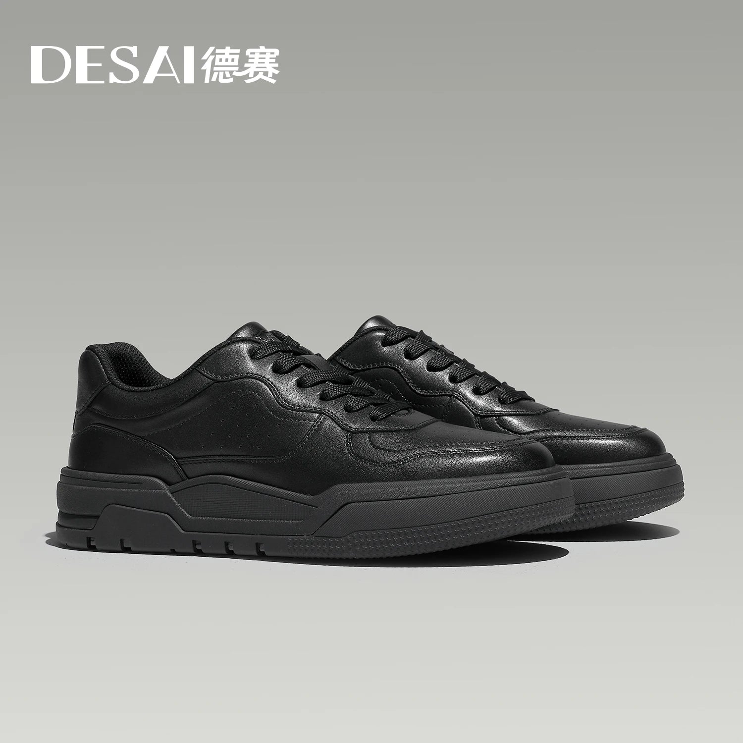 DESAI Leather skateboard shoes white shoes men's casual shoes height increasing shoes