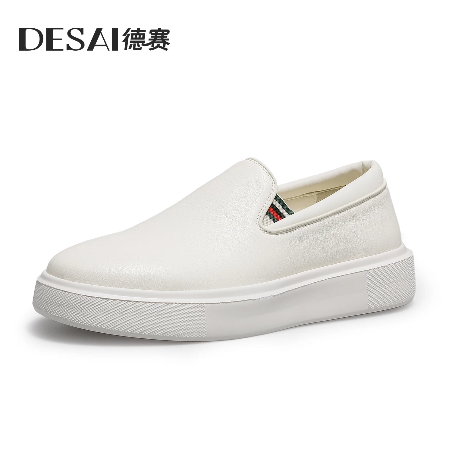 DESAI Men's genuine leather slip-on loafers with breathable soft soles, versatile shoes for heightening