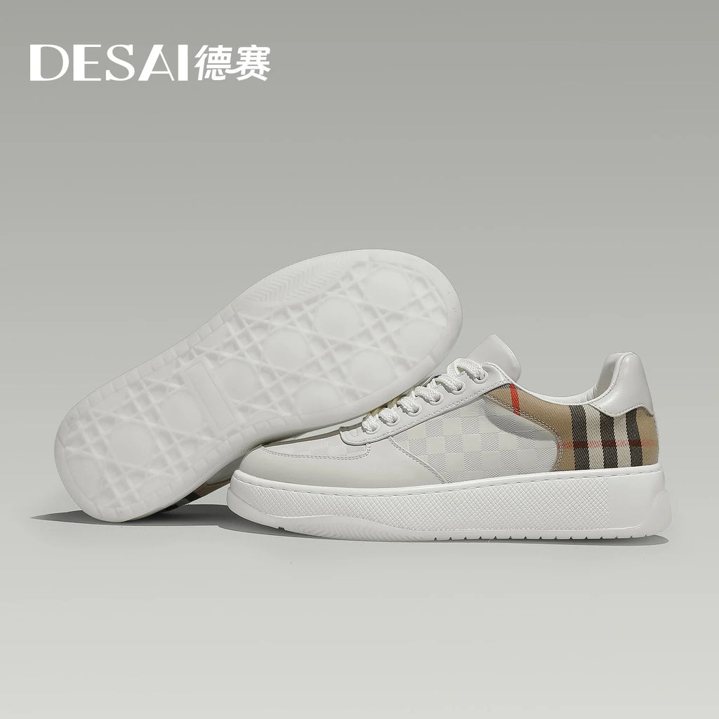 Desai Breathable genuine leather slip-on shoes with thick soles for height increase casual shoes for commuting versatile