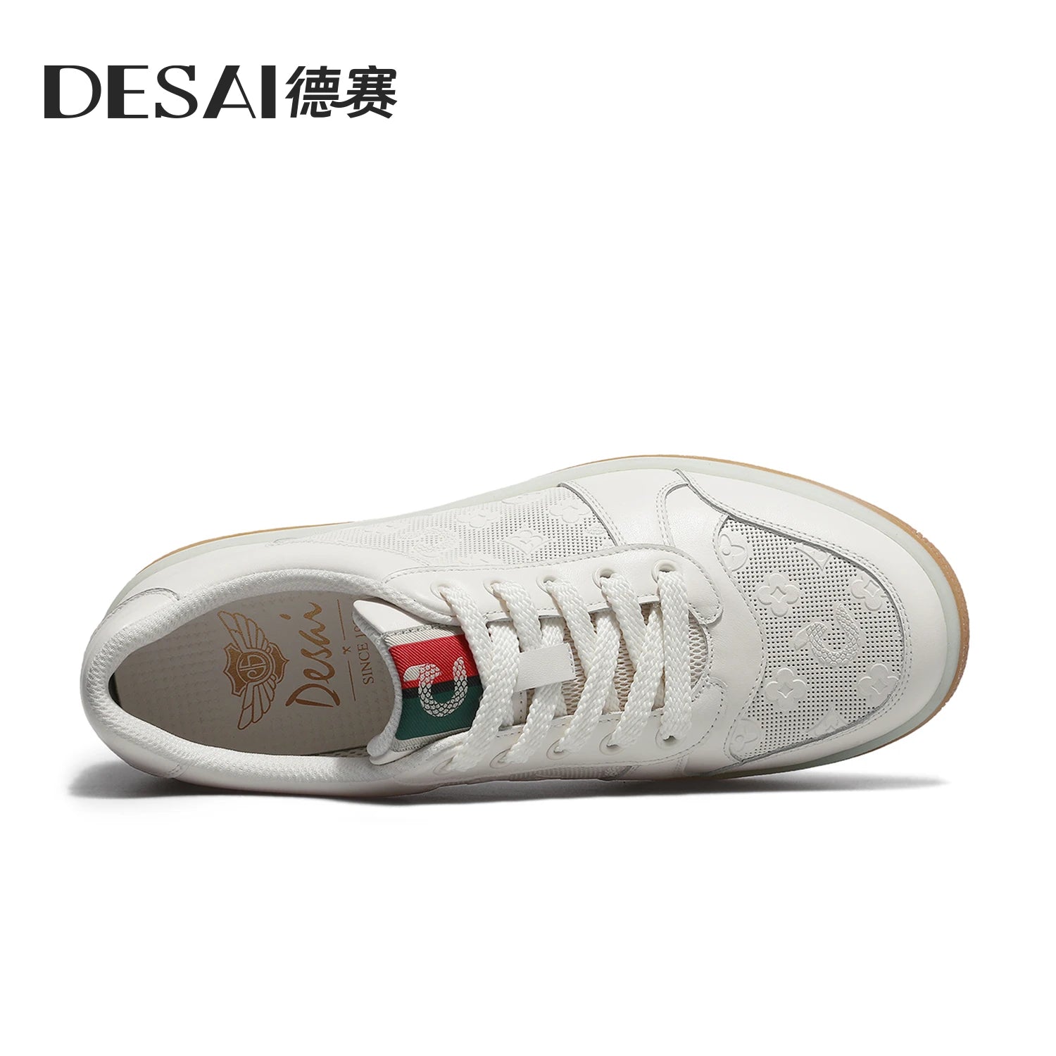 DESAI Leisure lightweight soft sole white shoes men's retro breathable sports plimsolls