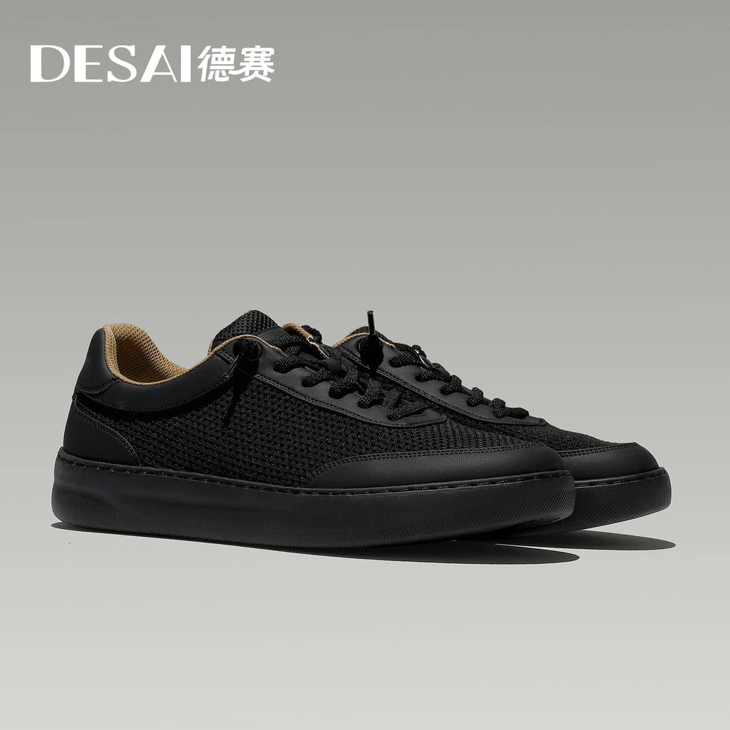 DESAI Breathable casual plimsolls for men; slip-on shoes with soft soles for commuting; white shoes.