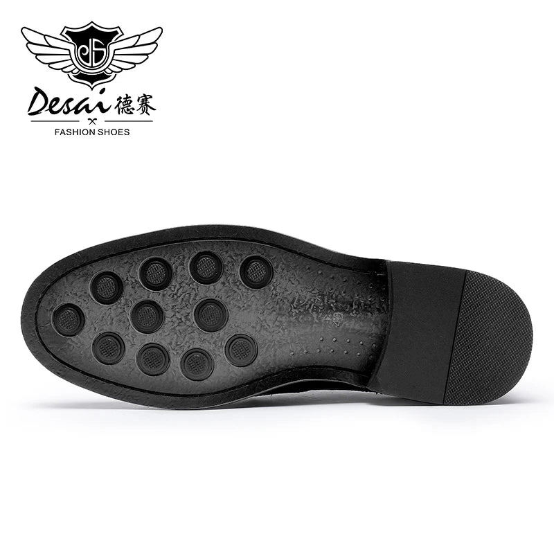 Desai leather high-end Derby soft sole British wedding leather shoes for men business Brogues for men Casual men's dress shoes