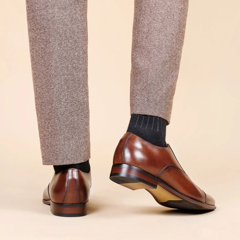 DESAI Formal British men's shoes, business leather shoes, lace up breathable plus size Oxford wedding shoes