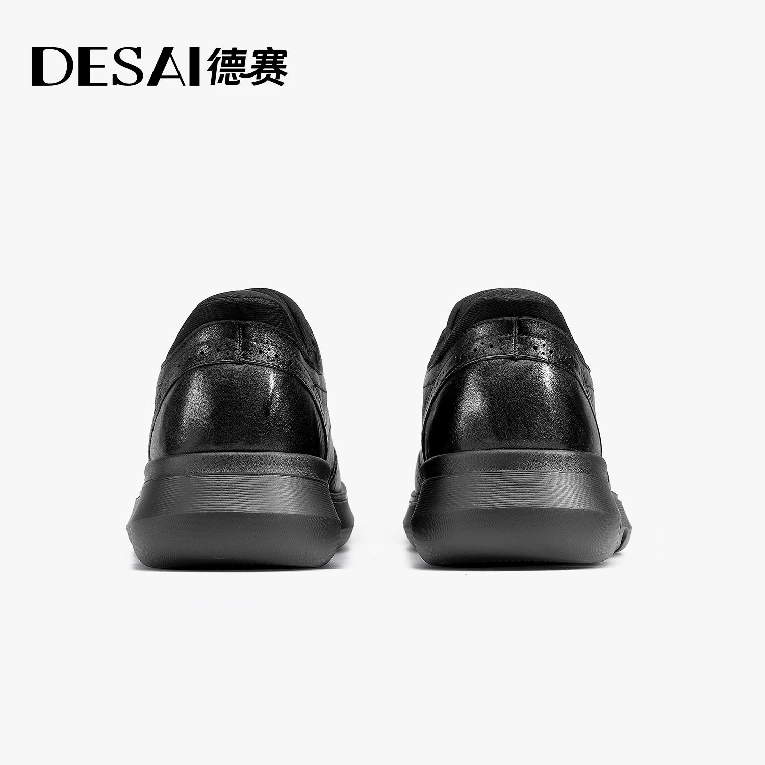 DESAI Lightweight versatile soft sole commuting business slip-on casual leather shoes brogue carved men's shoes