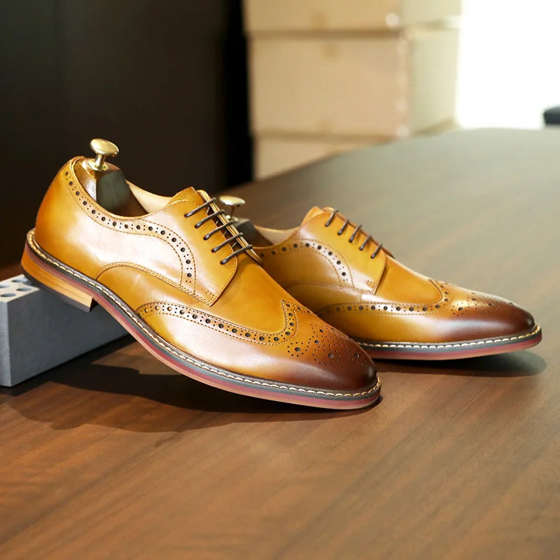 DESAI Business formal men's shoes British genuine leather leisure derby inner height increase wedding groom shoes