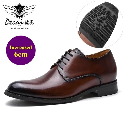 DESAI Derby Mens Dress Shoes Formal Business Lace-up Full Grain Leather Minimalist Shoes for Men Gifts