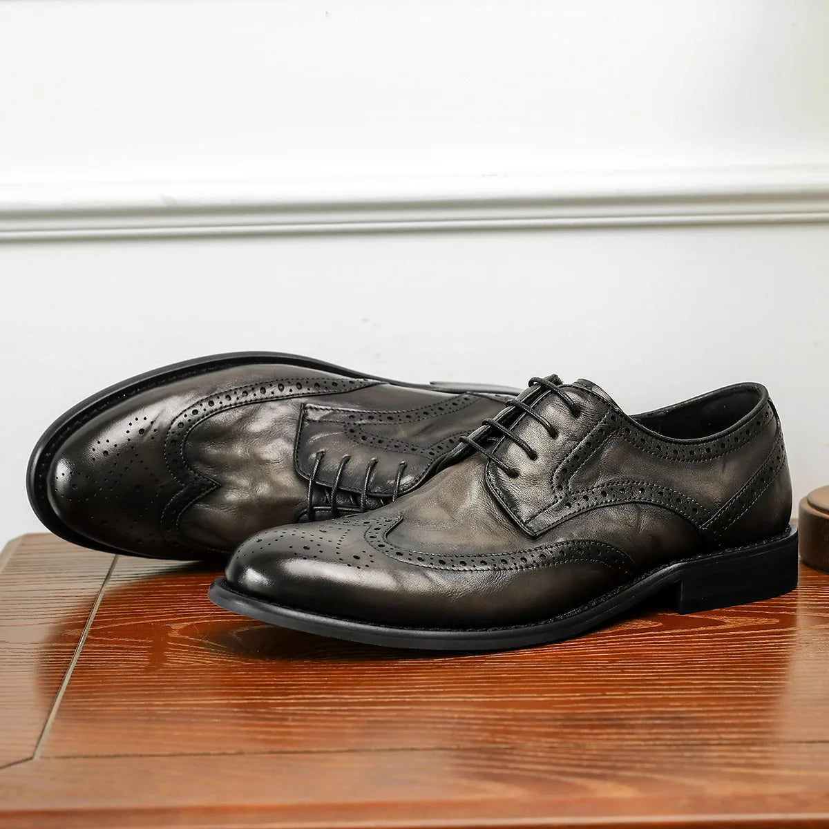 Desai leather high-end Derby soft sole British wedding leather shoes for men business Brogues for men Casual men's dress shoes