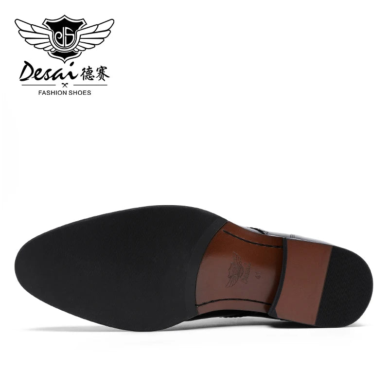 Desai Elegant Genuine Leather British Toe Men's Shoes Carved Business Shoes For Men Classic Dress Formal Wedding Gifts