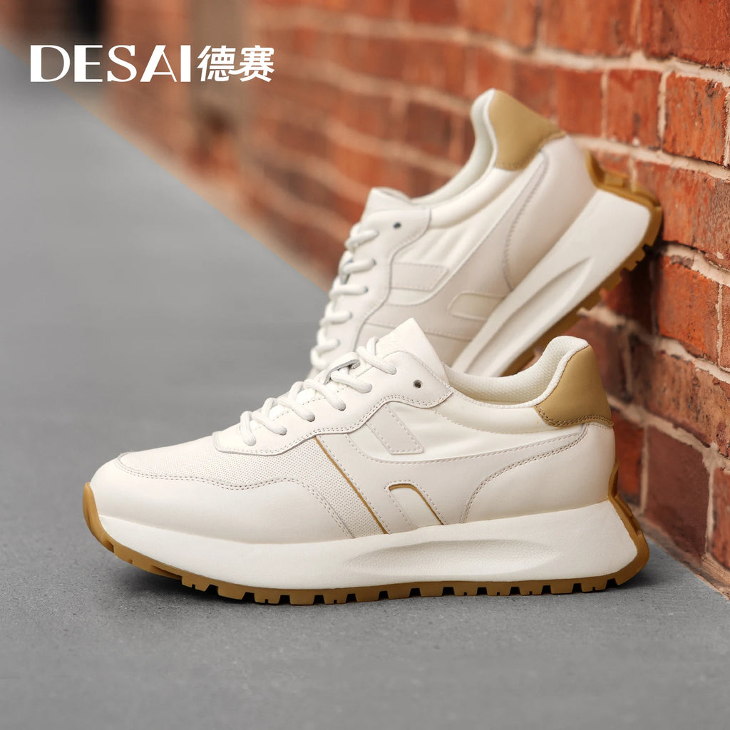 DESAI Men Casual Shoes Real Leather Designer Light Male Sneakers Laces Up Breathable New Arrival Hot Selling