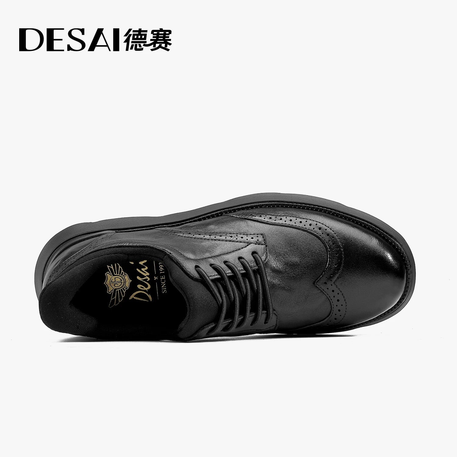 DESAI Lightweight versatile soft sole commuting business slip-on casual leather shoes brogue carved men's shoes