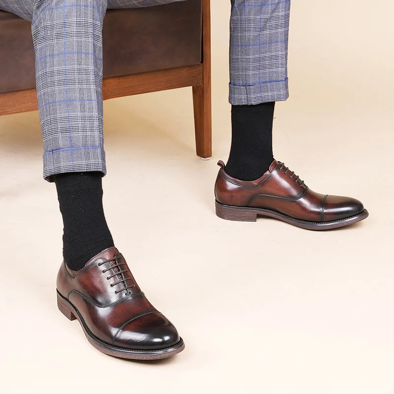 DESAI Men Shoes Dress Genuine Leather Formal Business Work Soft For Man Male Men's Oxford Flats Shoe Large Size For Men Gifts