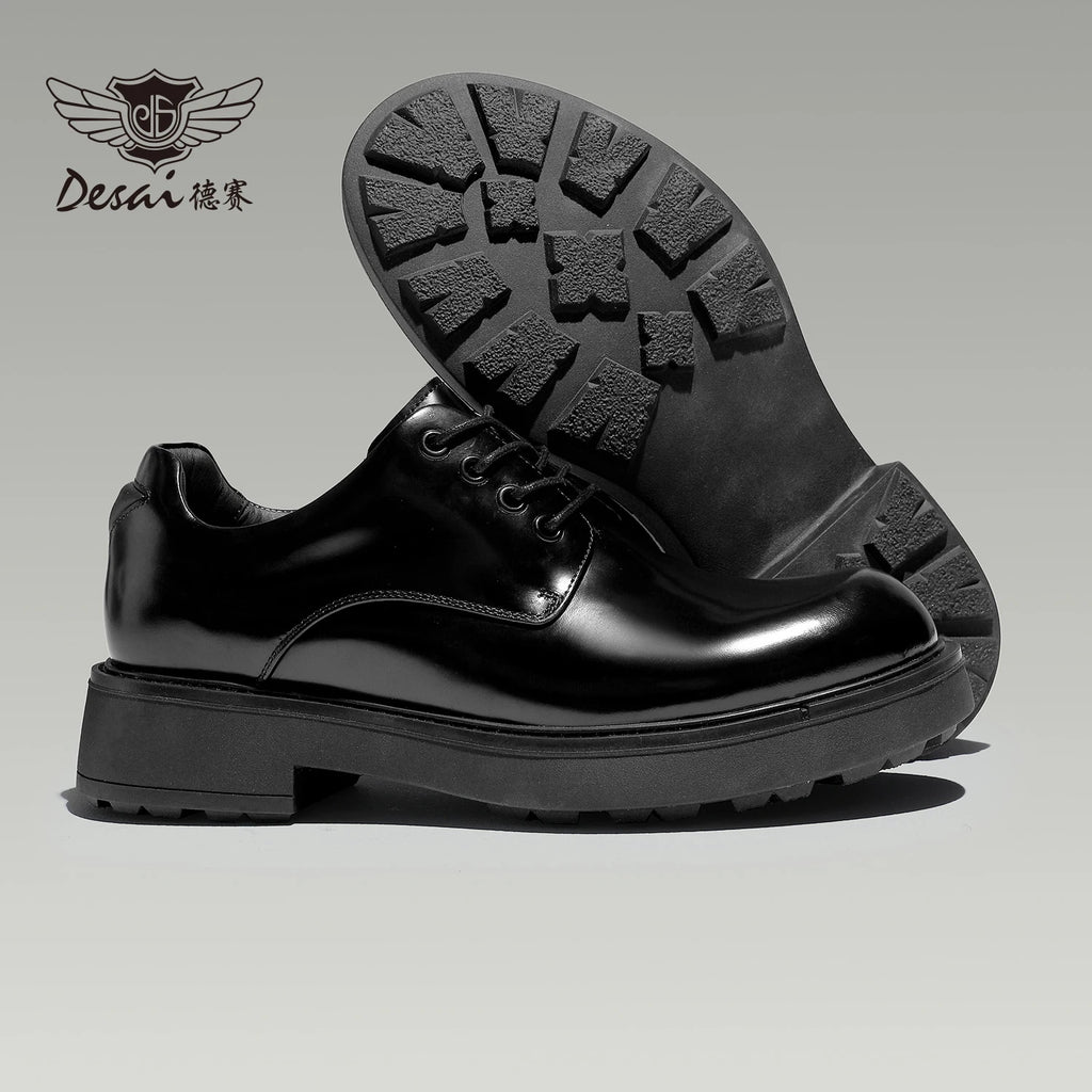 DESAI Casual leather shoes genuine leather formal derby shoes British style commuting height increase