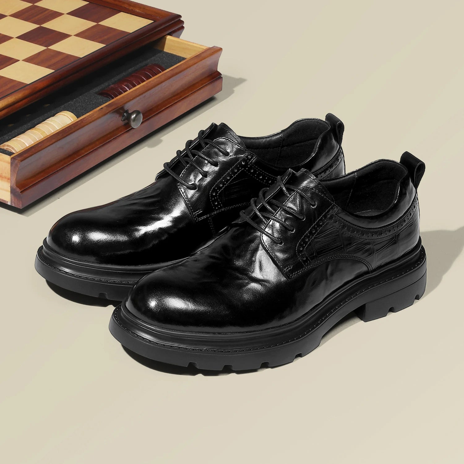 DESAI Leisure genuine leather round toe derby shoes for men British style vintage casual shoes