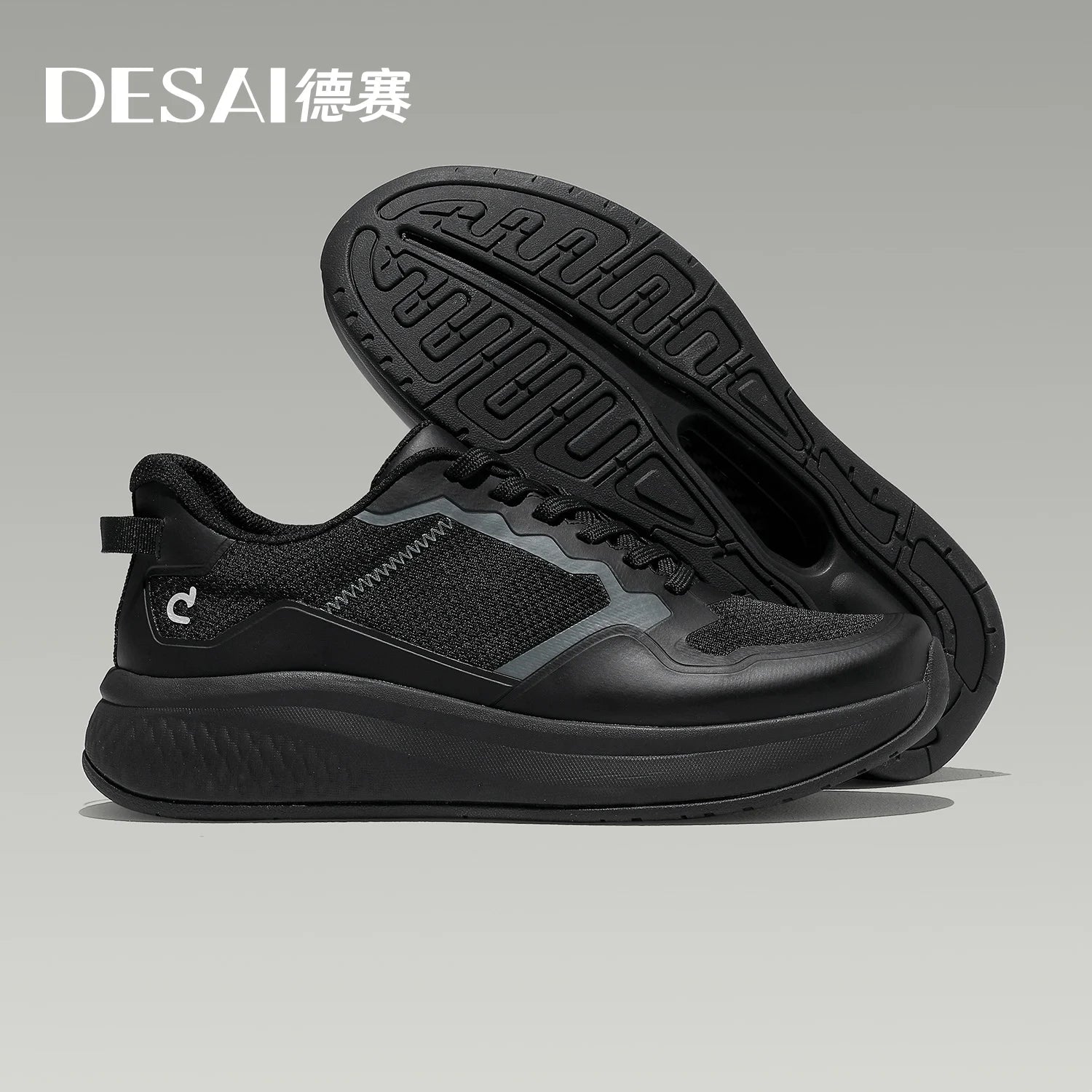 DESAI Thick-soled sports shoes for men with breathable mesh upper; summer white shoes for casual wear to add height