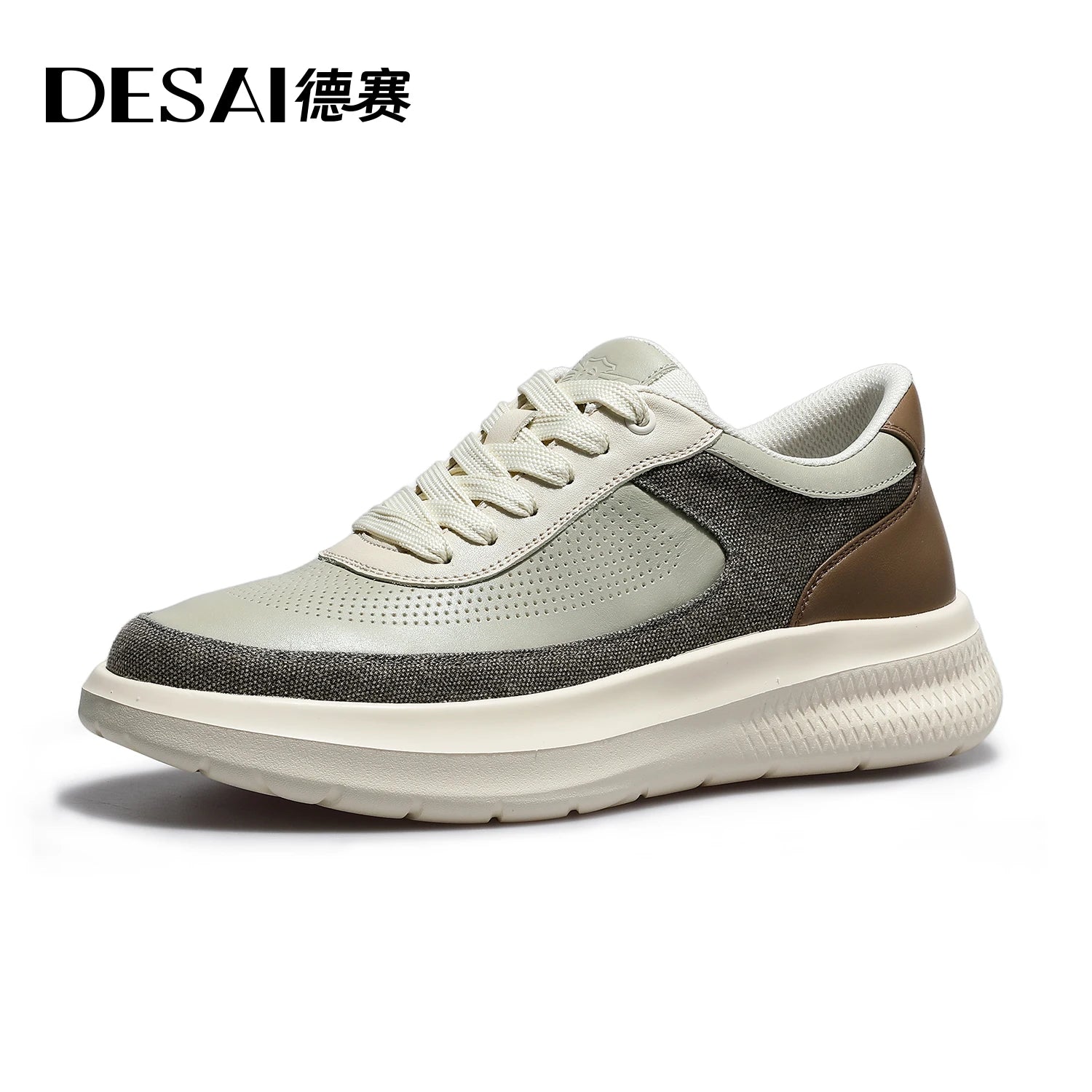 DESAI Leisure shoes with perforated ventilation, thick soles, height increasing, lightweight and versatile for men