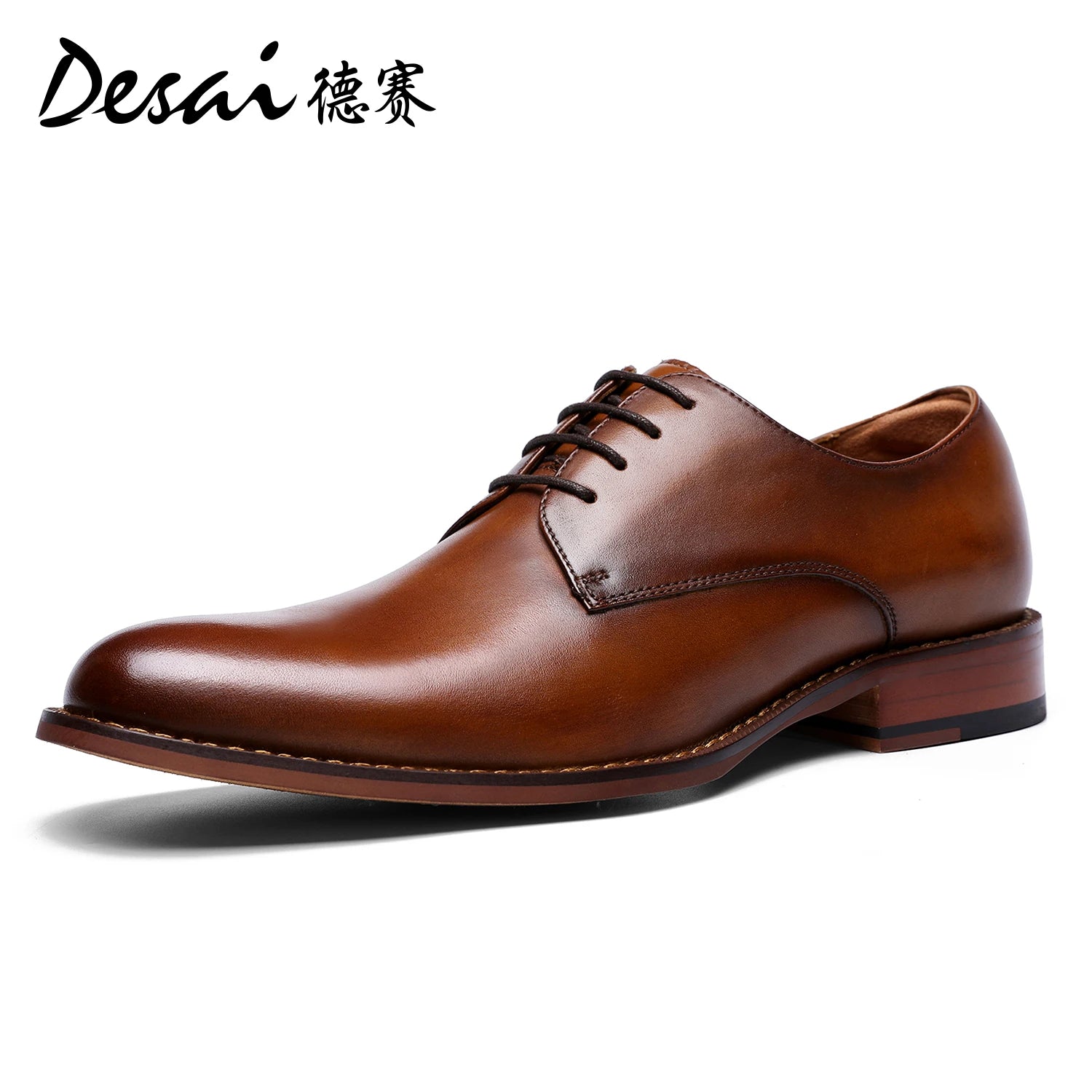 DESAI Derby Mens Dress Shoes Formal Business Lace-up Full Grain Leather Minimalist Shoes for Men Gifts