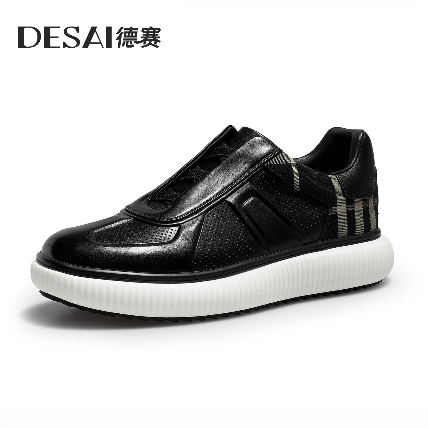 DESAI Soft sole sports plimsolls slip-on breathable perforated men's casual shoes