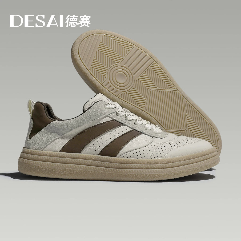 DESAI Men's perforated breathable plimsolls with soft sole, comfortable and lightweight sports leisure shoes