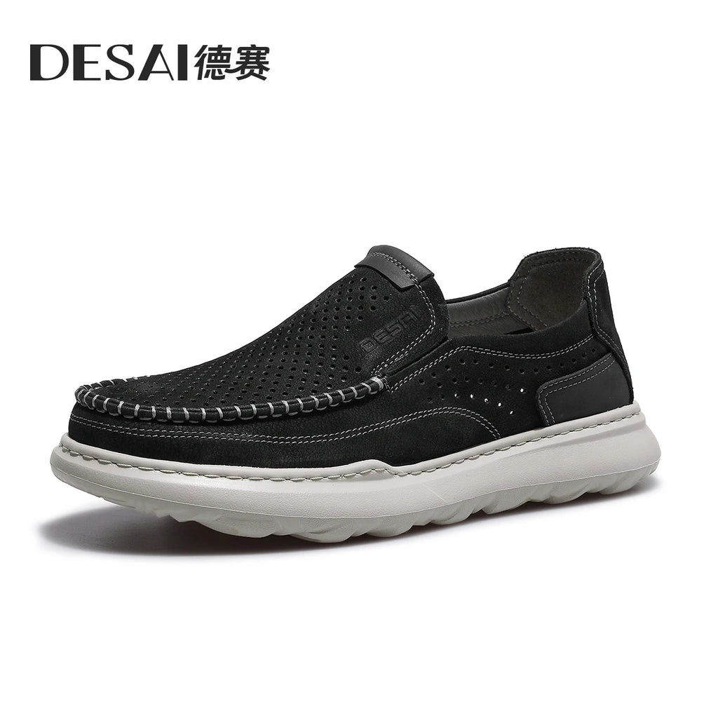 DESAI Breathable lazy soft sole leisure shoes perforated lightweight versatile men's shoes
