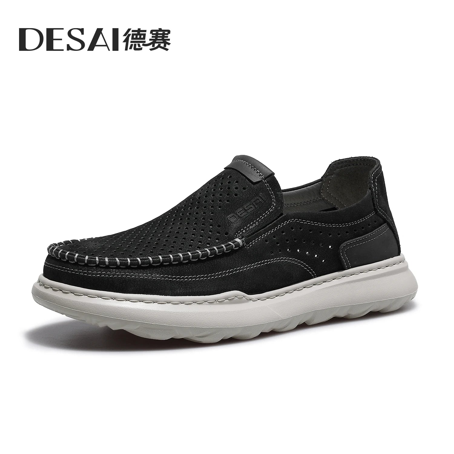 DESAI Breathable lazy soft sole leisure shoes perforated lightweight versatile men's shoes