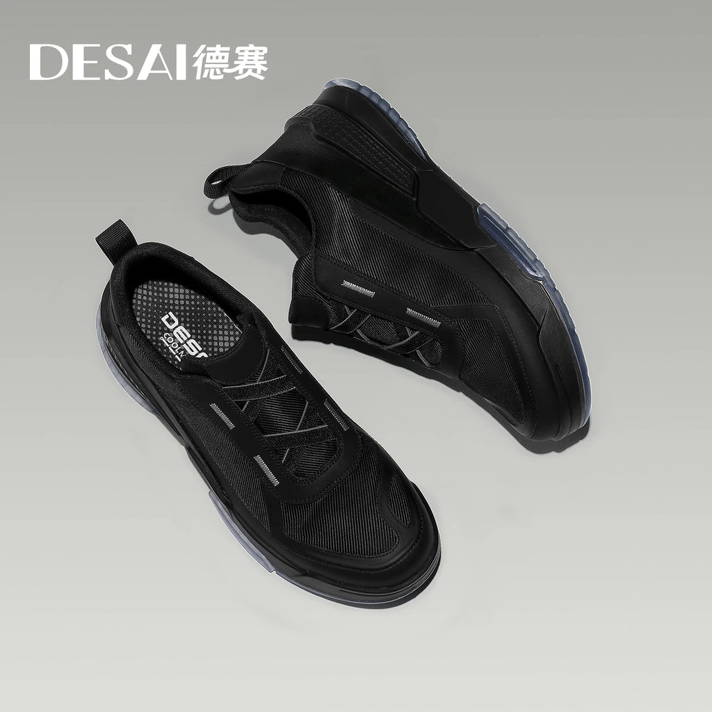 DESAI Slip-on lightweight casual sports shoes low-top breathable soft sole running shoes for men