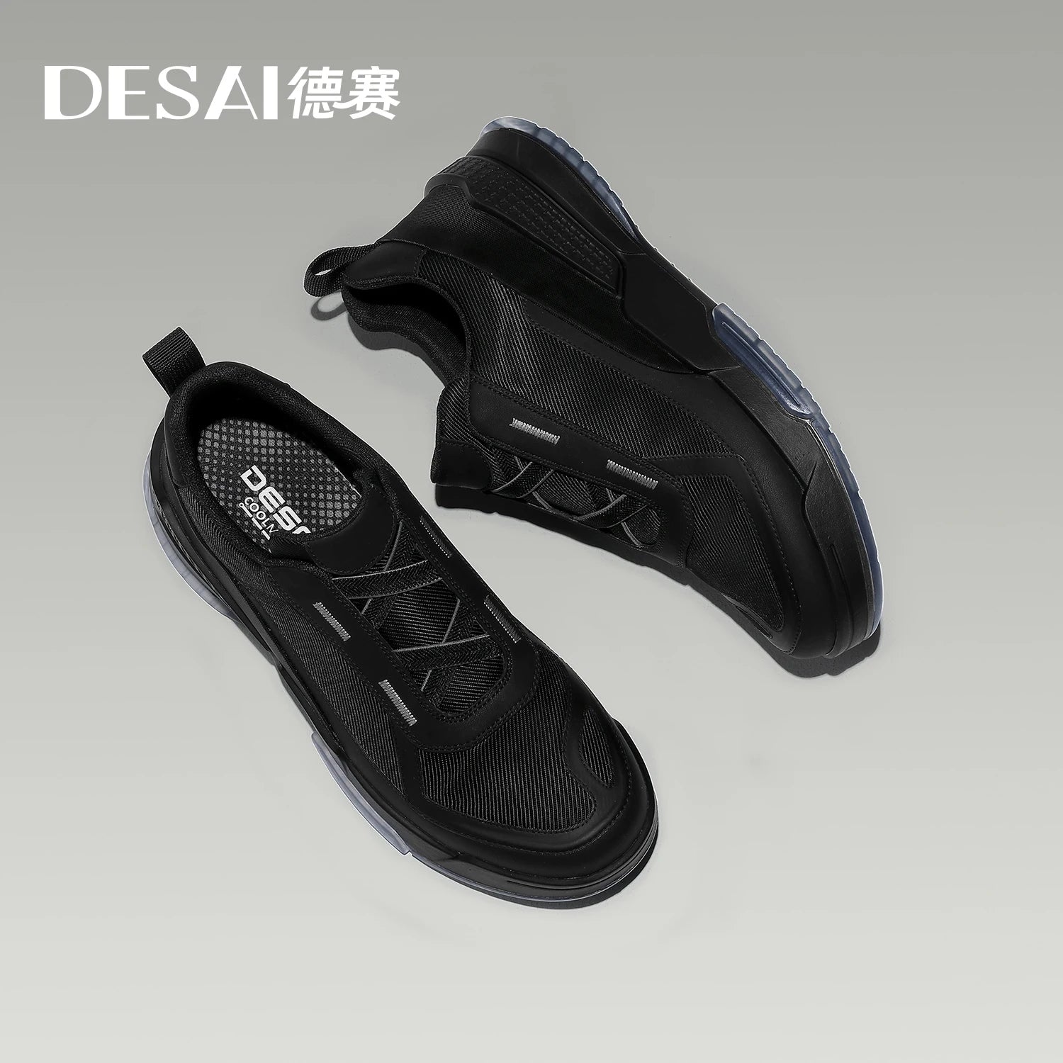 DESAI Slip-on lightweight casual sports shoes low-top breathable soft sole running shoes for men